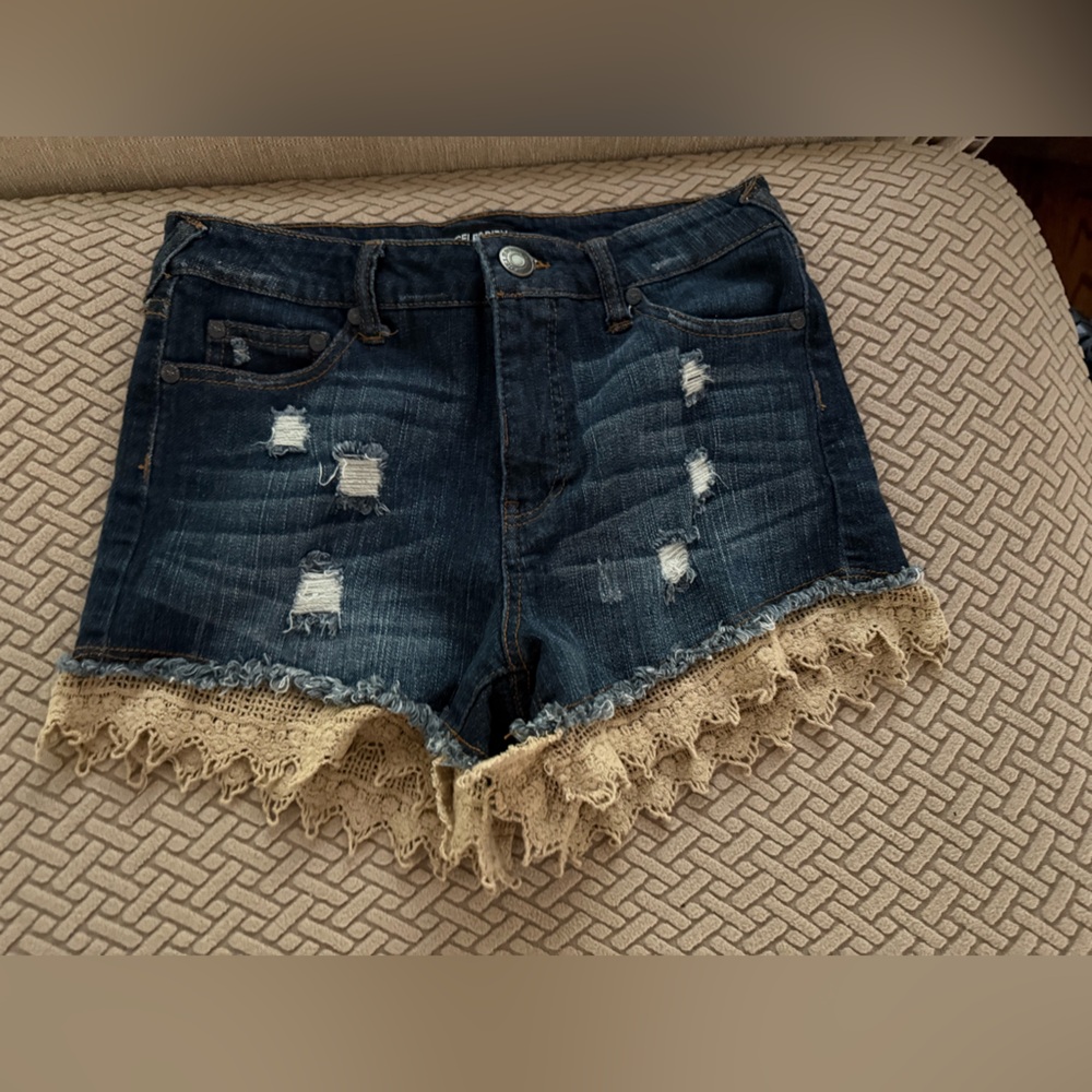Celebrity Pink Jean shorts with Lace Detail